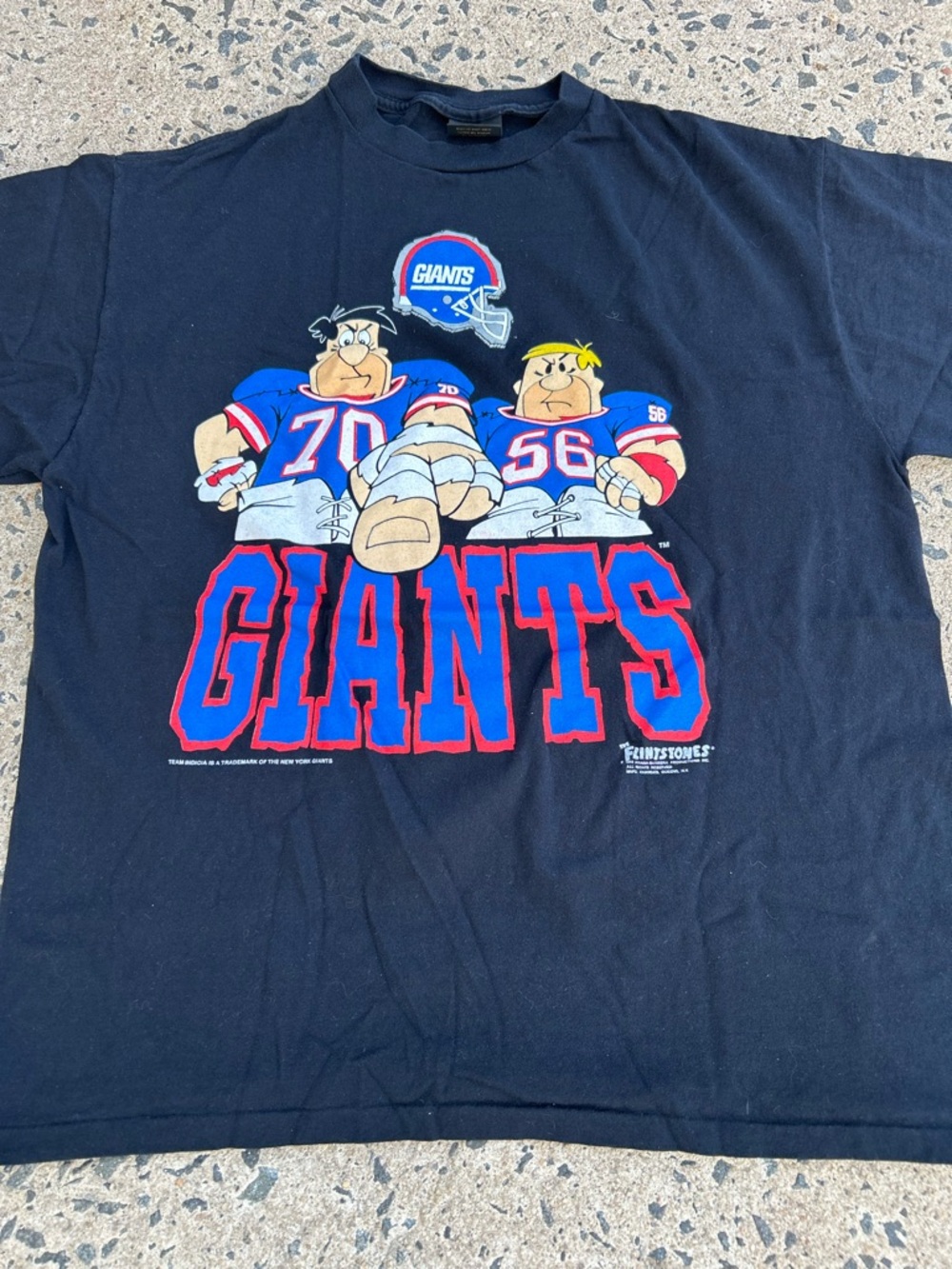VTG RARE 1993 New York Giants NFL Flintstones Cartoon Black T shirt Men SZ XL - Picture 4 of 8